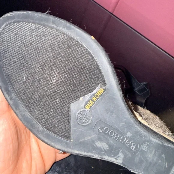 BAMBOO Black Espadrille Wedge Sandals with Bow - Picture 4 of 4